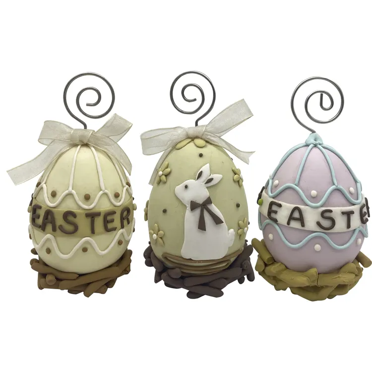 Creatieve Paaseieren Ornamenten Cadeau Easter Producten Decoraties Bunny Klei Deeg Ei Naam Kaart Clip