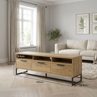 Meuble TV moderne et durable en bois avec structure en fer et pieds métalliques, armoire de rangement pour salon et chambre, couleur personnalisable, facile à nettoyer
