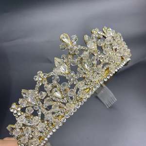 LUOXIN Frais et Doux <span class=keywords><strong>Couronne</strong></span> Cristal Diadème Coiffe Accessoires de <span class=keywords><strong>Cheveux</strong></span> de Mariée pour Anniversaire Mariage - Product Image 1