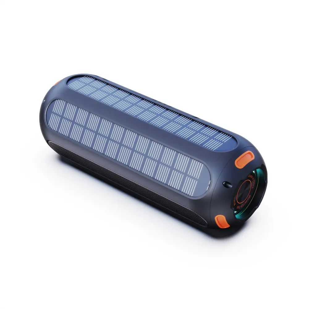 Speaker Bluetooth 5.1 surya, pengeras suara berkemah portabel dengan lampu LED, pengisian daya tenaga surya nirkabel tahan air