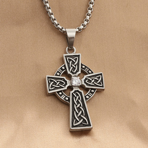 Men's <b>Titanium</b> Steel Cross Pendant With Diamond Round Brilliant Cut Geometric Design Everyday Wear 280190 - Product Image 1