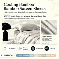 Ensemble de draps plats en fibre de bambou 100% tissée, respirants, écologiques, pour toutes les saisons