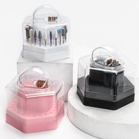 Support et brosse de nettoyage 2-en-1 pour embouts à ongles, étui à 24 trous, support de présentation blanc pour embouts à ongles