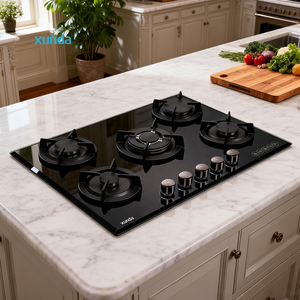Cocina de <span class=keywords><strong>Gas</strong></span> Empotrada Xunda para Uso Doméstico, 70 cm, Personalizable, 5 Quemadores, Cocina de <span class=keywords><strong>Gas</strong></span> Natural, Encimera de Vidrio Templado - Product Image 1