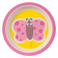 Ensemble d'assiettes à dîner en mélamine pour enfants en fibre de bambou de haute qualité mignon papillon rose ensemble d'assiettes en bambou pour bébé enfant pour les enfants