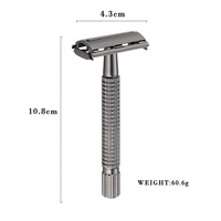 Maquinilla de Afeitar de Seguridad Clásica Gun Black Butterfly Razor para Hombre, Maquinilla de Afeitar de Seguridad Micro Max One de Metal