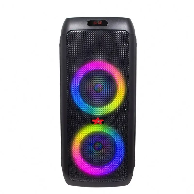 professional big powered bass speakers 8 inch 800 watts 1000 watts rgb light portable karaoke outdoor speaker with mic