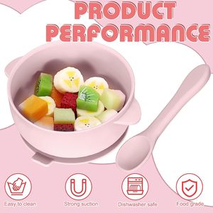 아기 유아 실리콘 흡입 식품 보관 그릇 숟가락 식기 세척기 전자 레인지 안전 수유 세트 - Product Image 4