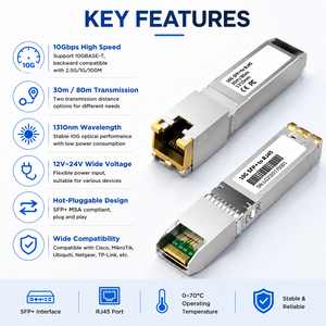 10G SFP+ to RJ45 Adapter Converter 10GBASE-T Copper Transceiver 30m/80m for SFP+ <strong>Switch</strong> Port - Product Image 3