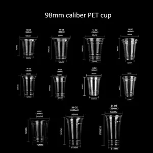 9oz 12oz 16oz 20oz 24oz 32 Oz Disposable PET Plastic Clear Cold Juice Cups