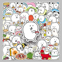 50 autocollants créatifs en vinyle imprimé UV motif ours de dessin animé, imperméables et auto-adhésifs pour la décoration de tasses et de placards