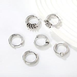 Pendientes Huggie de Acero Inoxidable, Circulares, Geométricos, Unisex, Modelo Et112401s - Product Image 2