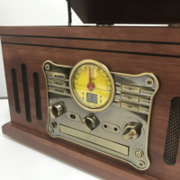 Vintage Design 6in1 Audio Platines USB CD Cassette enregistreur radio lecteur sans fil Gramophone 3 Vitesse LP Vinyle Platine Lecteur