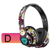 Nouveaux écouteurs sans fil P35 Cool Graffiti 2026 avec transducteurs dynamiques AAC, conception supra-auriculaire pour le sport, la DJ et l'aviation - 5.1 RGB