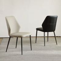 Chaises de salle à manger nordiques minimalistes modernes avec revêtement en cuir et structure en acier inoxydable - Design élégant pour la maison, le bureau et l'ameublement