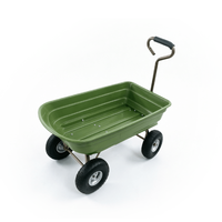 Chariot de jardin robuste en acier à quatre roues avec benne basculante