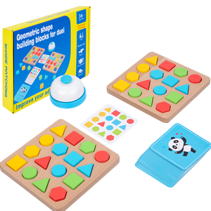 Juego de mesa de madera para niños, formas geométricas <span class=keywords><strong>versus</strong></span> bloques de construcción, Educación Temprana, juguetes de madera para bebé - Product Image 1