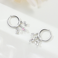 Boucles d'oreilles pendantes Cœur Rose Brillant Note de Musique, Tendance, Zircon Lisse, Cadeau Anniversaire Fiançailles Soirée, Alliage de Cuivre Plaqué Argent