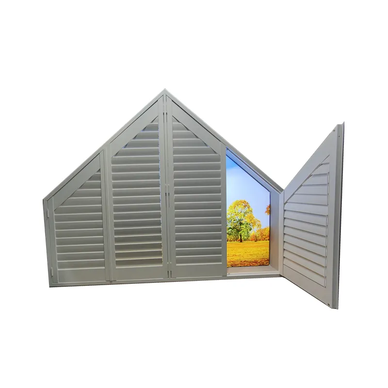 High quality interior PVC shaped plantation shutters horizontal opening top shutters