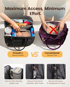 Bolsa de Almuerzo Plegable Aislada de Poliéster para Mujer, Grande, 15.5L, Nevera Portátil Impermeable con Tapa Triangular Antideslizante de Lujo - Product Image 4