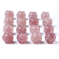 Vente en gros de pierres précieuses en vrac cristal fraise quartz bracelet à breloques design breloques sculpture renard pour bracelet fabrication de bijoux DIY