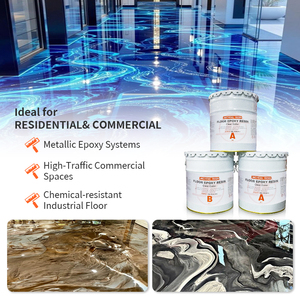 Revêtement de sol époxy auto-nivelant 100% solide haute brillance, effet marbre métallique <span class=keywords><strong>3D</strong></span>, imperméable, antidérapant, résistant à l'usure, conforme RoHS, vente en gros - Product Image 3