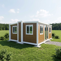 Maison extensible de 20 pieds avec panneaux muraux en métal imitation bois, maison préfabriquée avec porte d'entrée en acier, unité de logement portable pour l'habitation