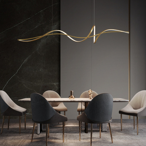 Lampadario per Sala da Pranzo, Lampada a Sospensione Lineare Italiana con Effetto Soffice, Illuminazione Decorativa di Lusso Dimmerabile a Striscia Lunga - Product Image 3