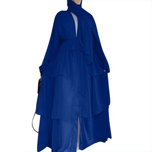 Da donna in Chiffon Dubai Turkey Kaftan musulmano Cardigan aperto abiti Abayas abiti Casual Kimono Femme caftano abbigliamento Islam - Product Image 3