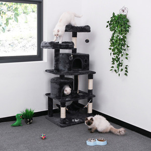 Rascador de Torre estable para árbol y gato, color gris, beige y marrón, fabricante al por mayor