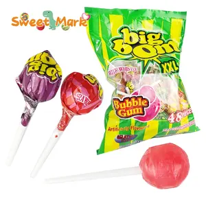 Permen Halal Bom Besar Rasa Segar Lollipop dengan Permen Karet