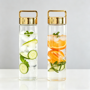 Bouteille d'eau en verre de grande qualité avec couvercle en bambou portable, bouteille en verre borosilicate avec logo, 400 ml, 600 ml, personnalisable - Product Image 3
