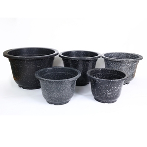 Pot de fleurs rond moderne en plastique pour jardin, fabriqué en PP de qualité supérieure, pot de pépinière moulé par injection à texture marbrée, vente en gros - Product Image 5