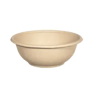 Biodegradable Sugarcane Bagasse Salad Bowls Disposable to Go Food Packaging Container Food Grade Natural Camping Carton Round