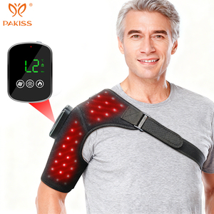 Masseur d'épaule PAKISS à lumière rouge, thérapie par vibration et chaleur, enveloppement à 3 niveaux de vibration, mode lumière rouge pour soulager les muscles des épaules - Product Image 1