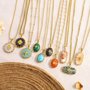 HB0701 จี้หินธรรมชาติแฟชั่นสุดฮิต ชุบทอง 18K สแตนเลส รูปดาว <span class=keywords><strong>งู</strong></span> พระอาทิตย์ เครื่องประดับผู้หญิง ไม่ลอกสี - Product Image 2