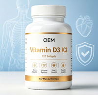 Vitamin D3 K2 Softgel 120 Kapsul Kesehatan Tulang Sistem Imun Kesehatan Jantung Kesehatan Otot untuk Pria & Wanita