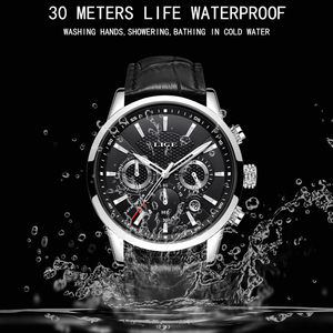Montre à quartz LIGE LG9866, échantillon d'usine, montre pour homme, montre de mode, montre en cuir, chronographe étanche, montre de sport + boîte - Product Image 3