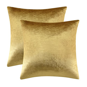18X18 Luxury Gold Plain Velvet Decorative Square Throw Pillowcase Couch Soft Cushion <b>Cover</b> <b>Sofa</b> Bed Decor - Product Image 1