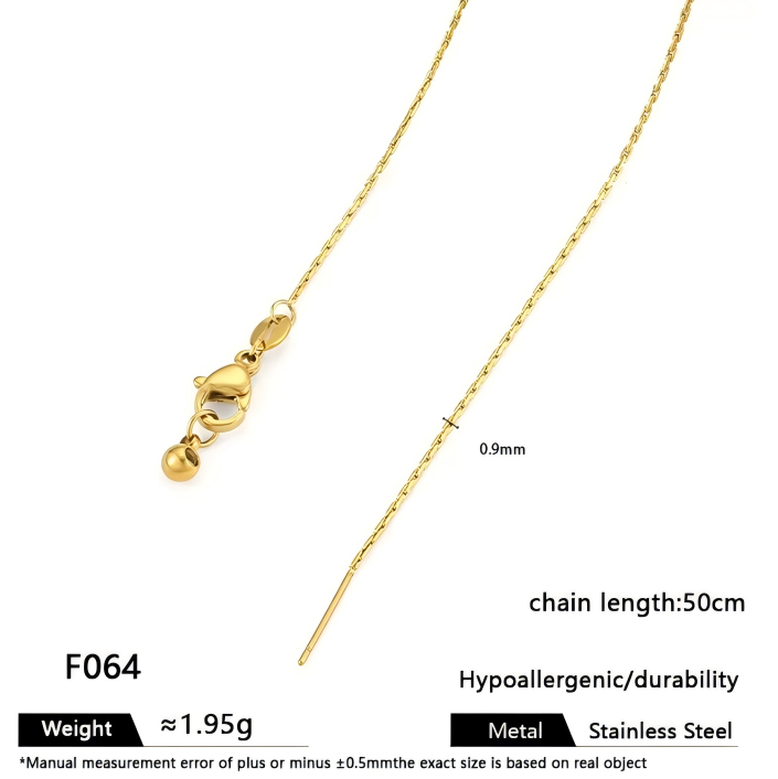 Gold round-link chain-09mm wide-50cm necklace