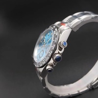 Montre chronographe à quartz pour hommes, 39mm, boîtier en acier, lunette noire, verre saphir, mouvement VK63
