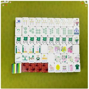 Jeu de tuiles de mahjong personnalisable en PVC vert et blanc moderne pour 4 joueurs pour le divertissement - Product Image 3