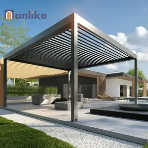 Anlike Luxury Patio Sistema de techo de persiana inteligente automático Cubierta de jardín impermeable Pérgolas de aluminio motorizadas para exteriores