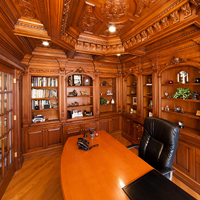 Meuble de bureau de luxe médiéval en bois massif sur mesure, bibliothèque classique élégante pour bureau de direction, étagère de rangement