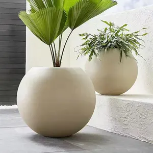 Customized Sphere Flower Pot Planters Outdoor Fiber Clay Pots High Quality Fiberglass Used With Flower/green Plant CLASSIC