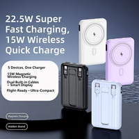 Paket Baterai Magnetik 10000mAh dengan Pengisian Daya Nirkabel Layar LED 22.5W PD Penyangga Ponsel Lipat Pengisi Daya Portabel untuk Perjalanan