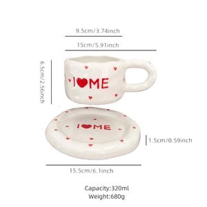 Juego de <span class=keywords><strong>Taza</strong></span> y Platillo de Café de Cerámica Hechos a Mano al por Mayor de Fábrica, Diseño Divertido y Regordete, Tazas de Café de Porcelana con la Frase '<span class=keywords><strong>I</strong></span> <span class=keywords><strong>Love</strong></span> <span class=keywords><strong>Me</strong></span>' - Product Image 5