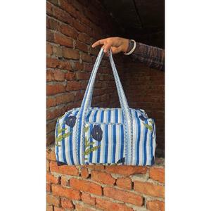 Handcrafted Cotton Quilted Duffle Bag With Unique Traditional <b>Block</b> Print Stylish Lightweight Durable And Spacious Bag - Product Image 1