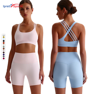Ensemble 2 pièces pour l'entraînement et le yoga Tenues de gymnastique Tenues de <span class=keywords><strong>sport</strong></span> Soutien-gorge de yoga à séchage rapide <span class=keywords><strong>Short</strong></span> de course Tenues de fitness souples pour femmes - Product Image 1