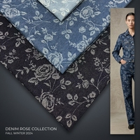 Tissu Jacquard de Mode en Denim Écologique Tissé à Motif Floral 3D en Coton Haute Densité 315g – Vente en Gros
